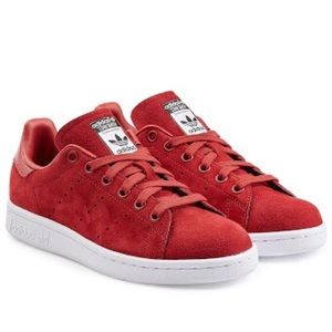 Adidas red suede Stan Smiths